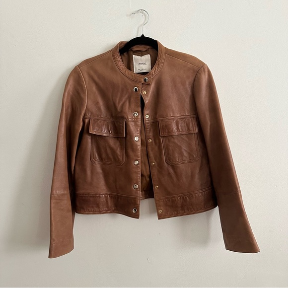 Mango Brown Leather Jacket - Picture 7 of 9